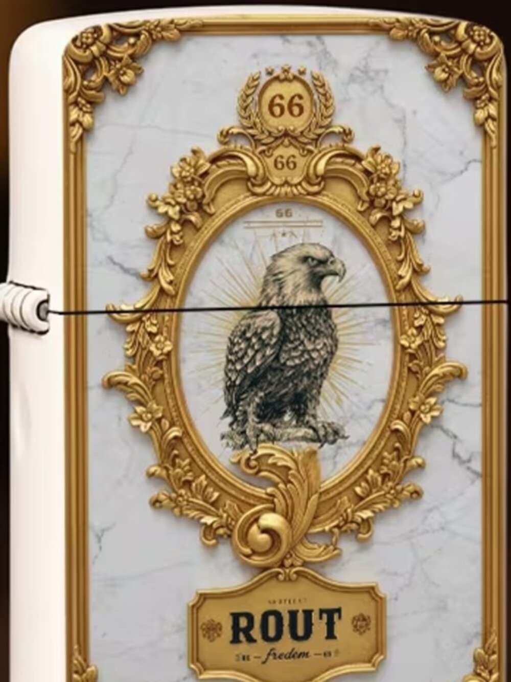 Fancy Bald Eagle White Case Lighter